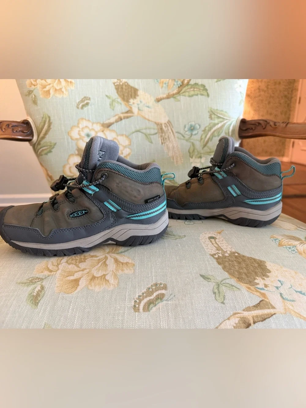 KEEN Kids' Gray & Teal Hiking Boots